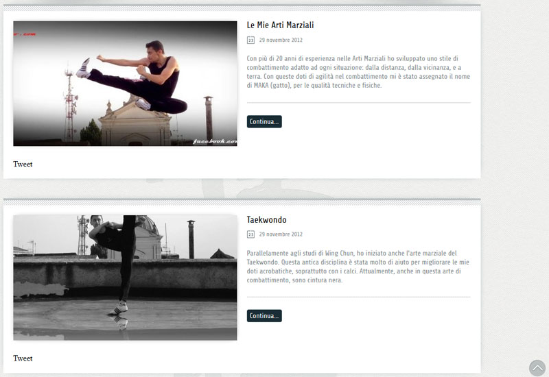 Creato sito internet stunt actor
